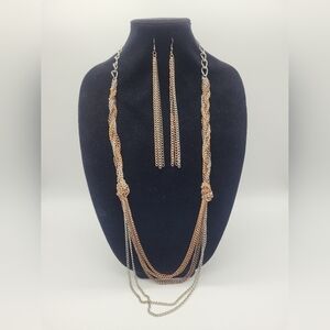 Multi Strand Tone Necklace and Earrings​​​